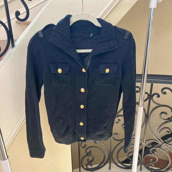 Fitted Gold Hardware Polo Ralph Lauren Collared Cardigan Sz S - Picture 1 of 3